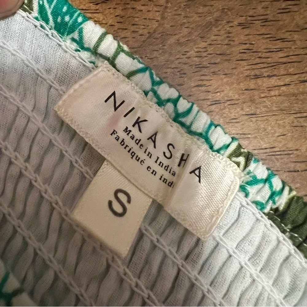 Anthropologie Nikasha Babydoll Poplin Blouse Size Small Boho Coquette Babydoll